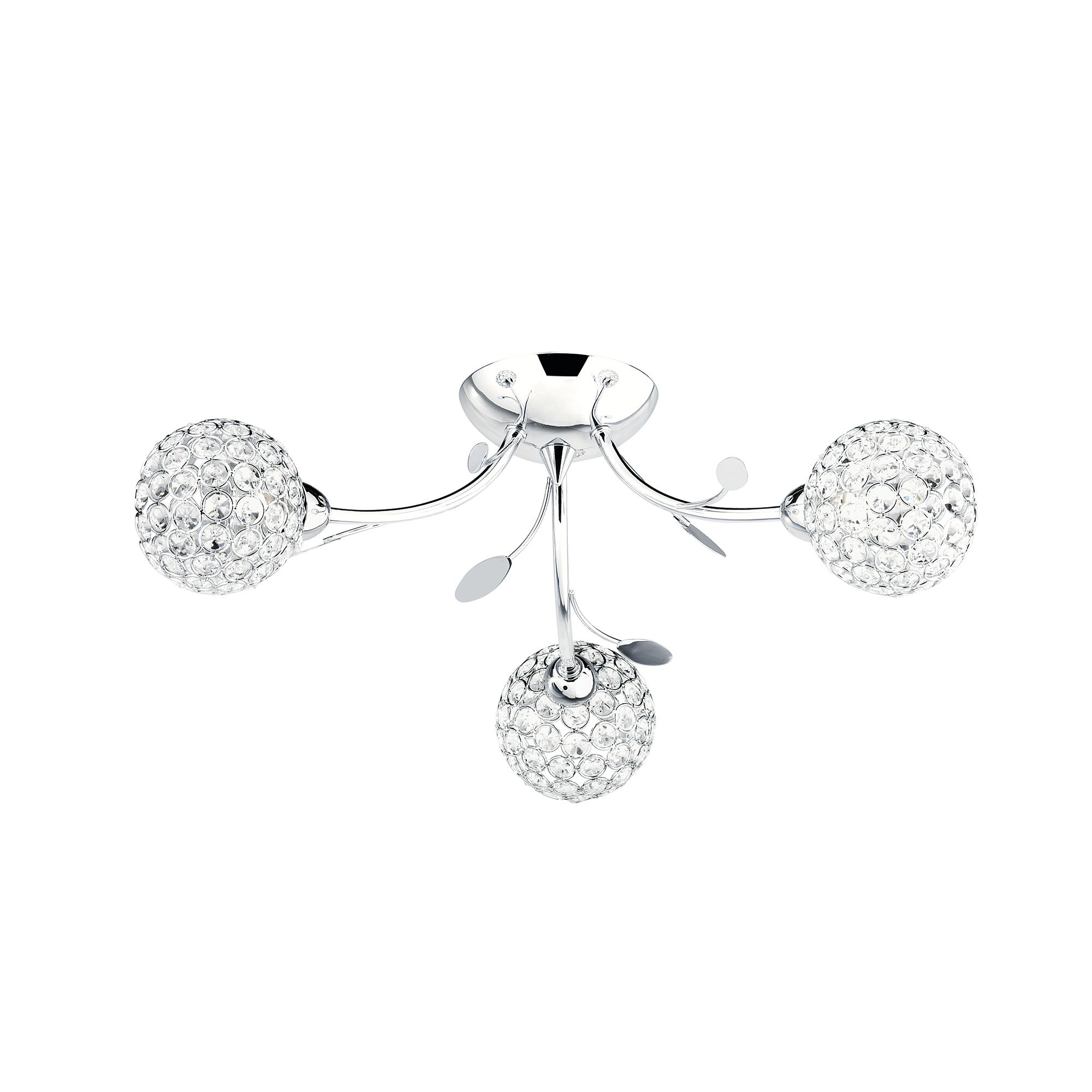 Bellis II 3 Light Ceiling Fitting with Clear Glass Metal Shades