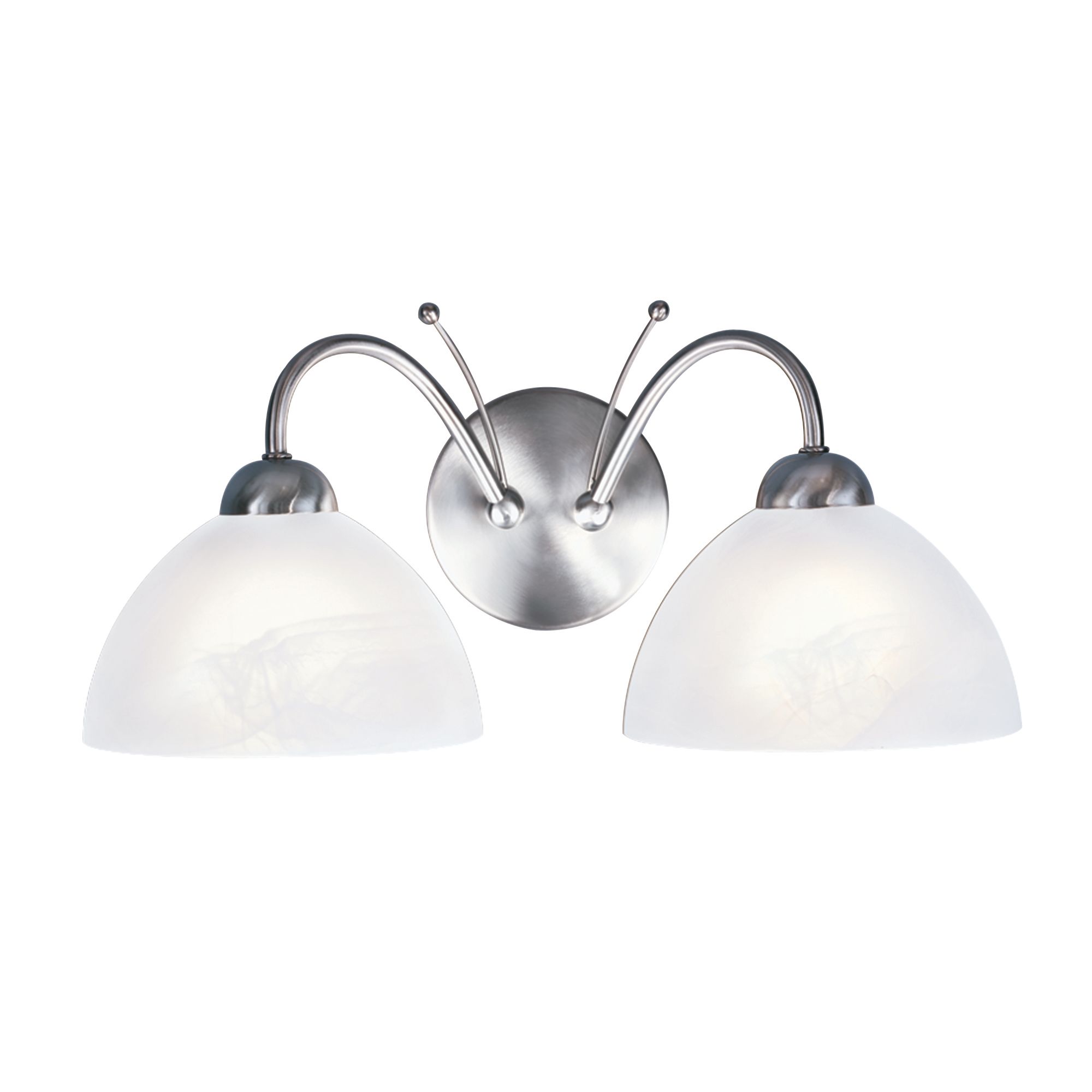 Milanese 2 Light Wall Light with Alabaster Glass - Satin Silver