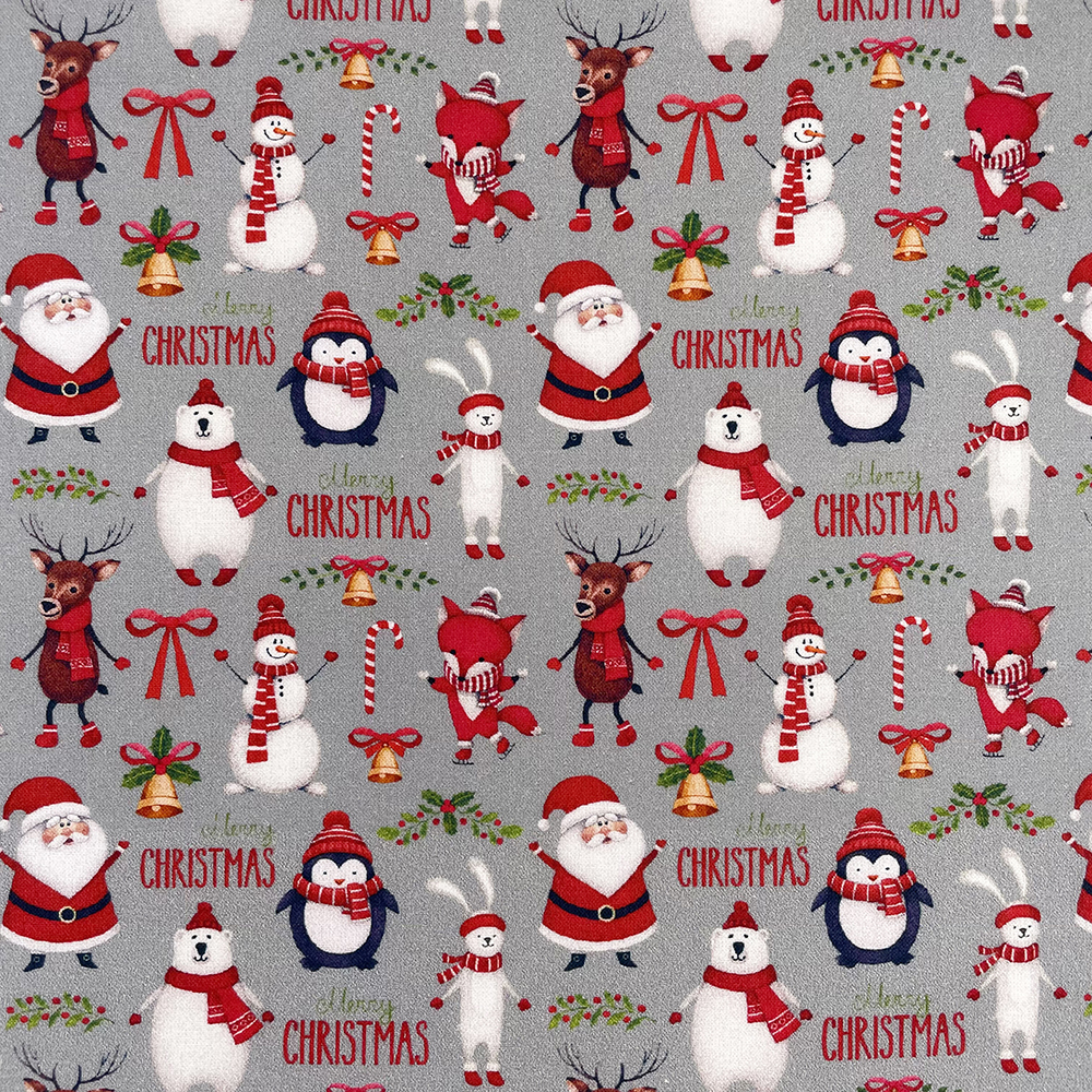 Merry Christmas Silver 100% Quilting Cotton Fabric