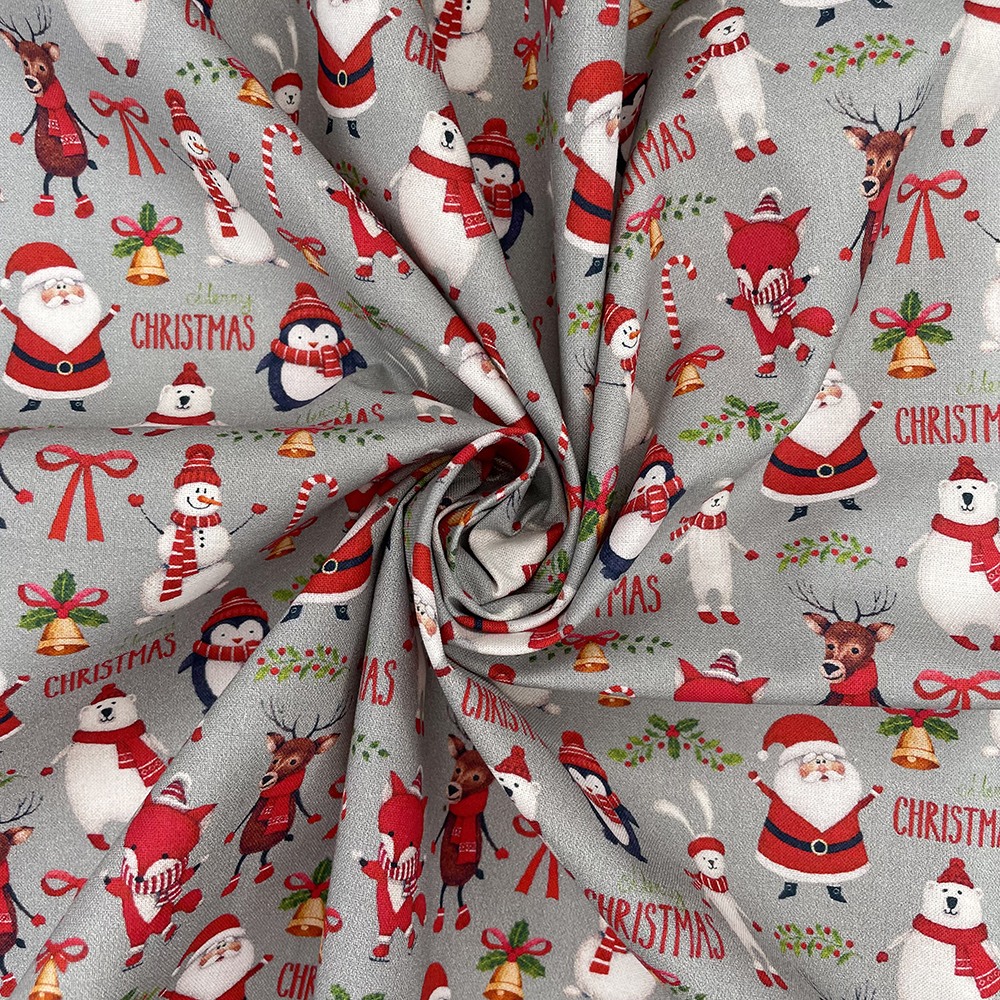 Merry Christmas Silver 100% Quilting Cotton Fabric