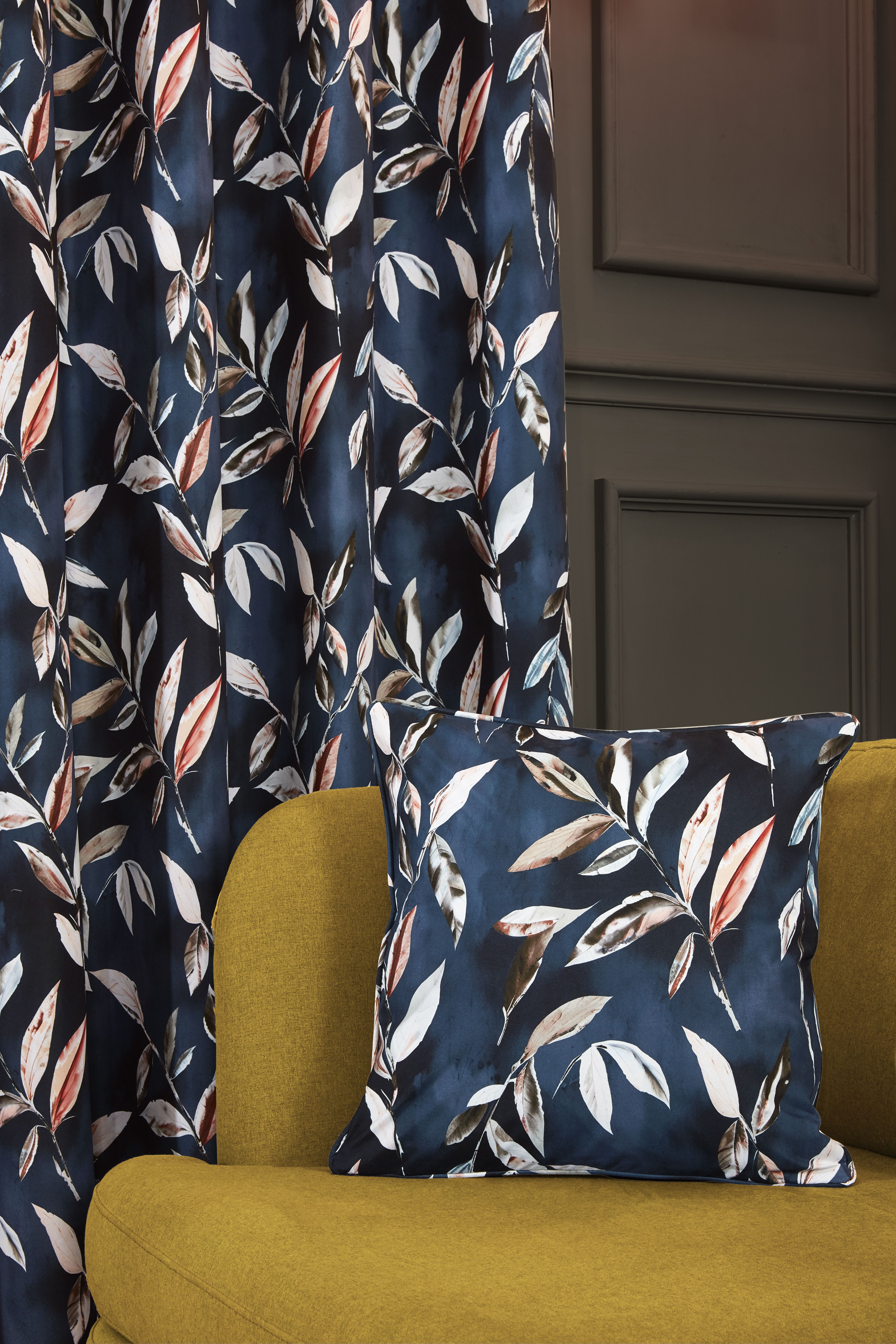 Madrid Navy Ready Made Eyelet Curtains 