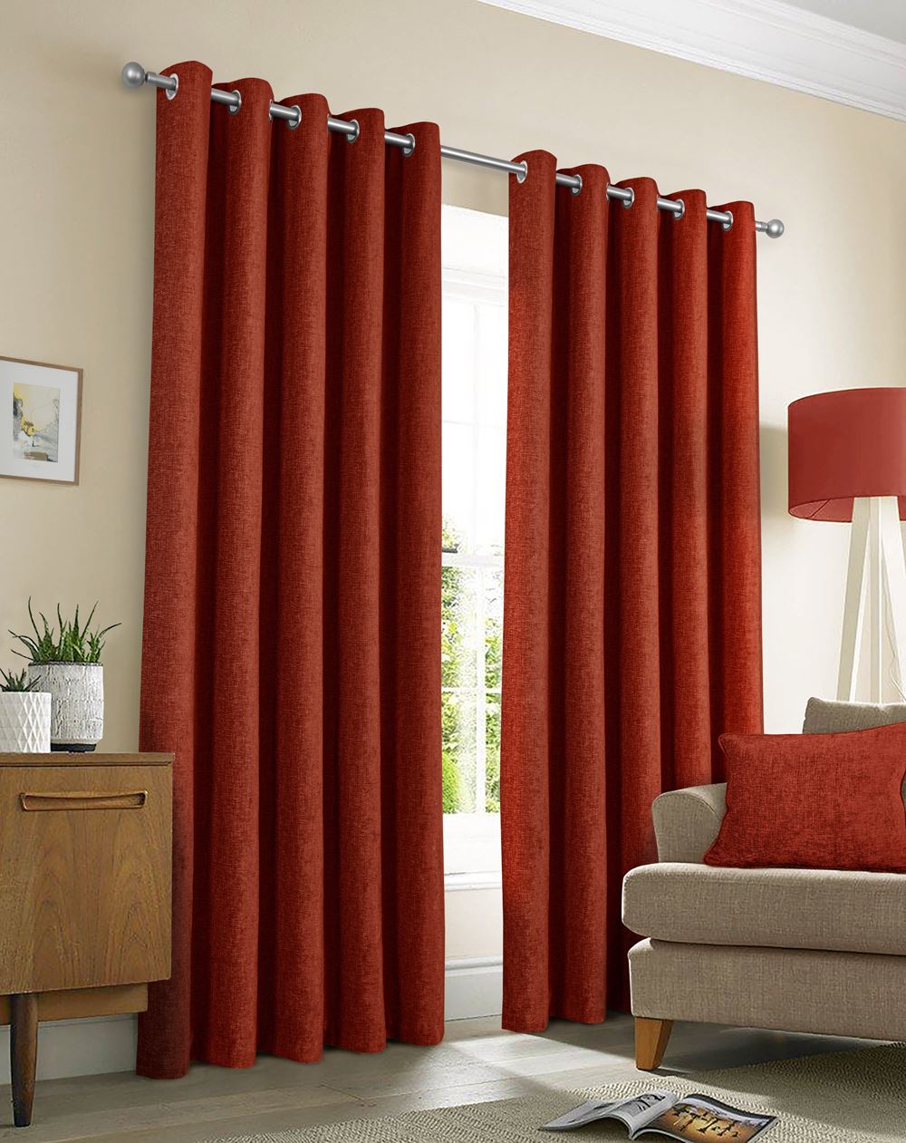 Amberley Terracotta Fully Lined Ready Made Curtains