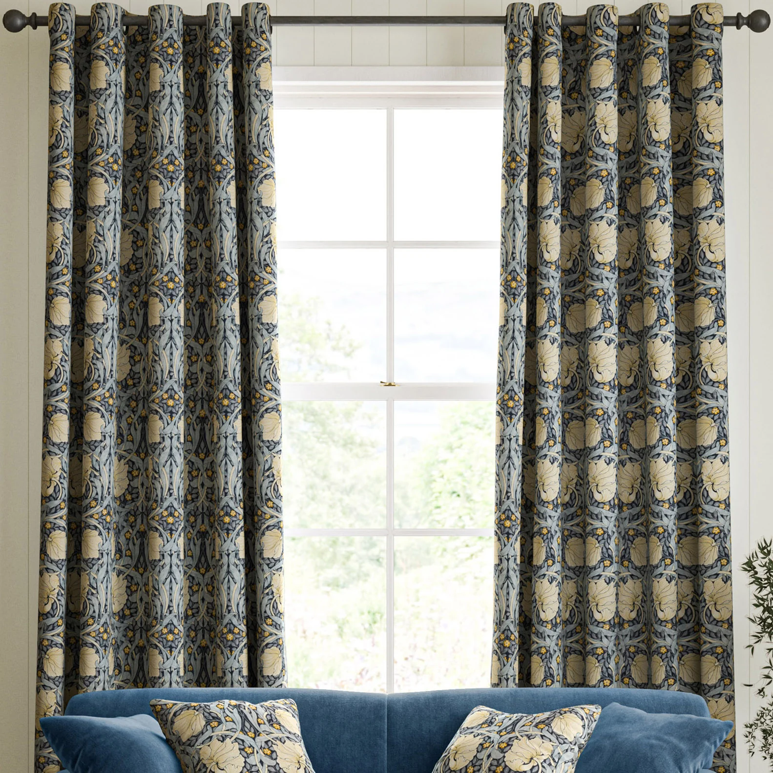 Pimpernel Indigo by William Morris – 100% Cotton Curtain Fabric