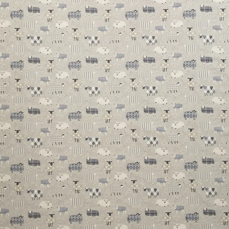 Baa Baa Charcoal Curtain Fabric