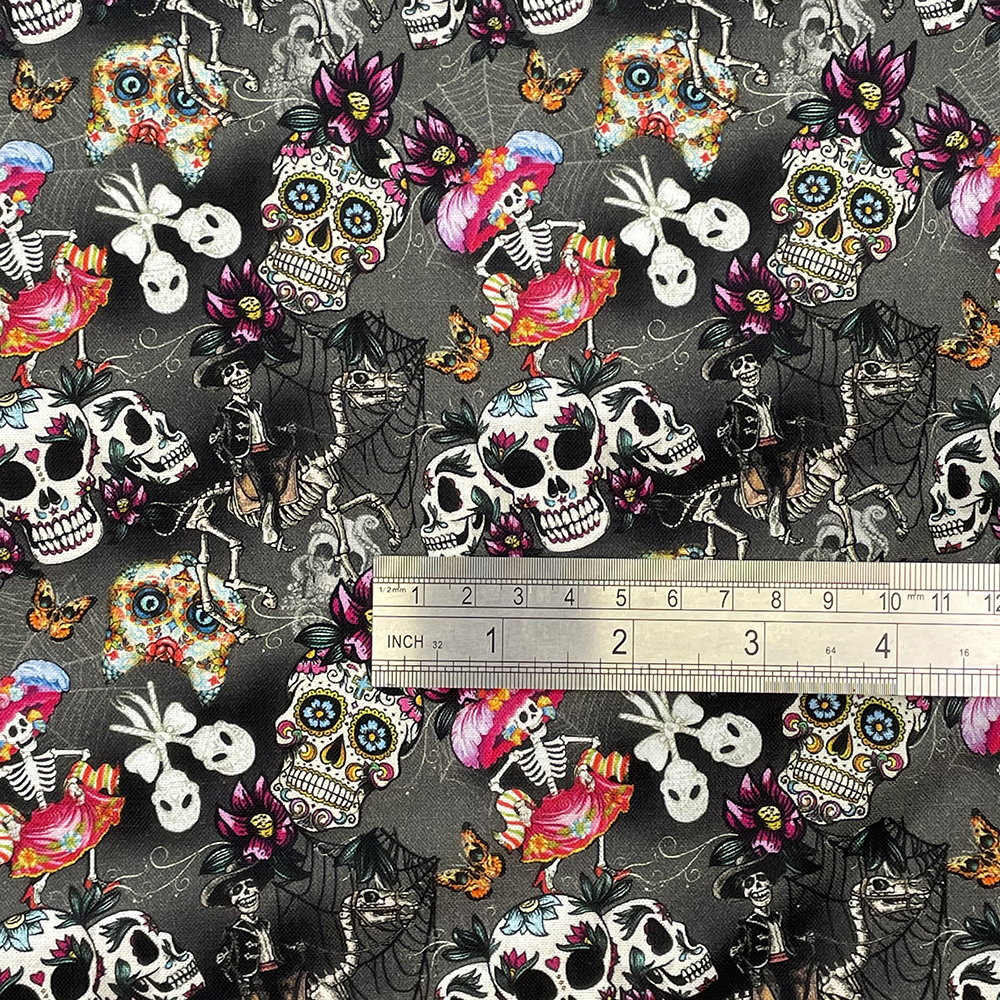 Day Of The Dead Digital Printed 100% Cotton Fabric