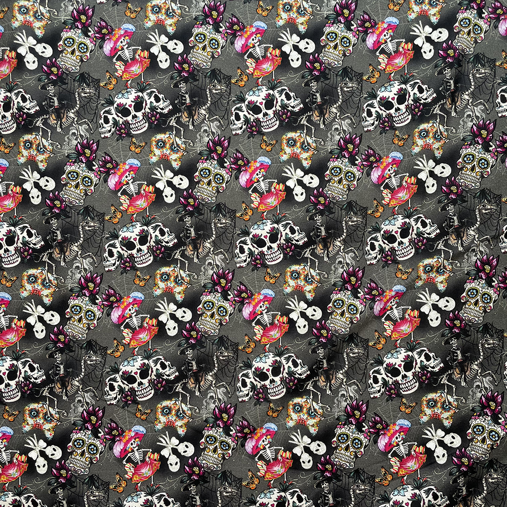 Day Of The Dead Digital Printed 100% Cotton Fabric