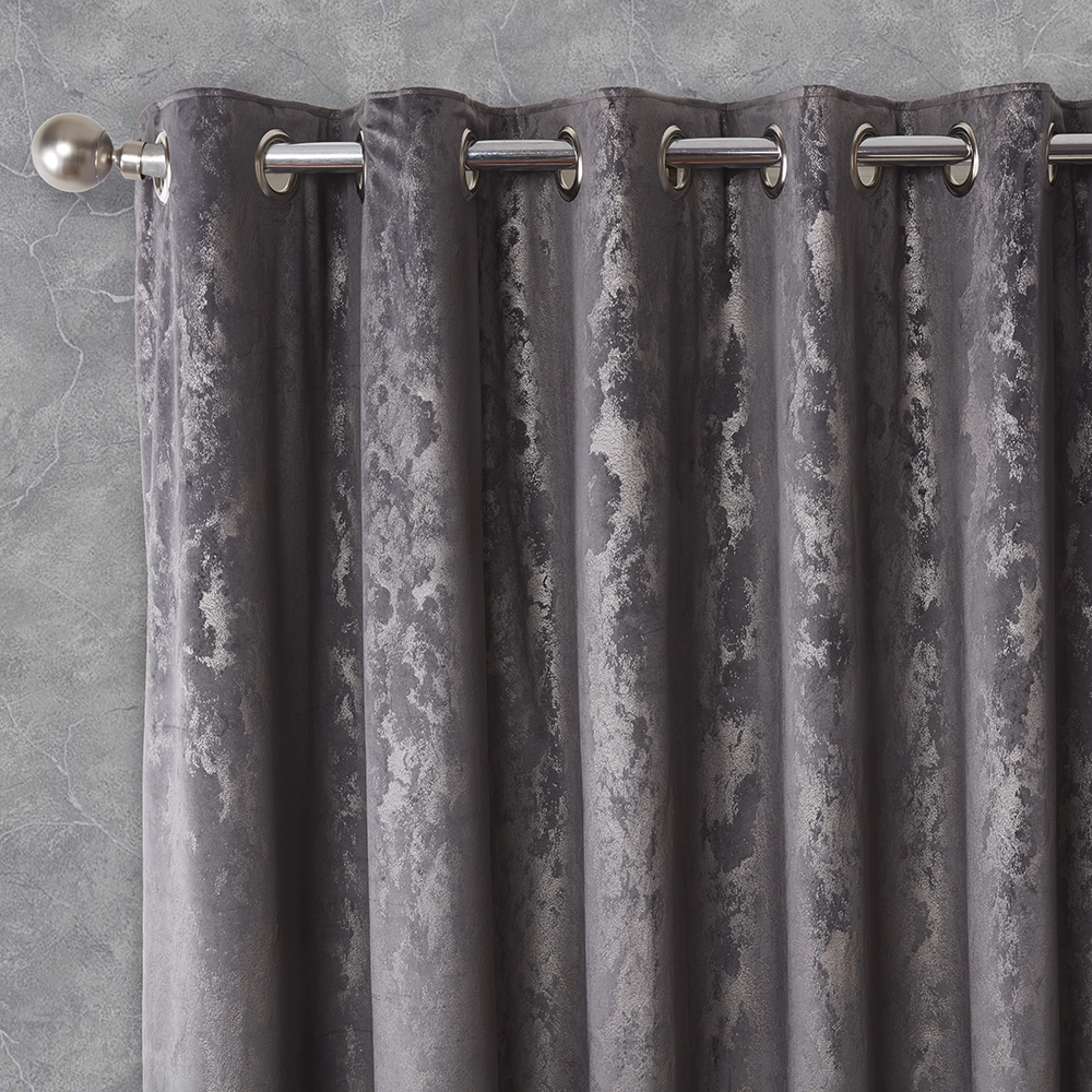 Malmo Charcoal Fully Lined Ready Made Eyelet Curtains