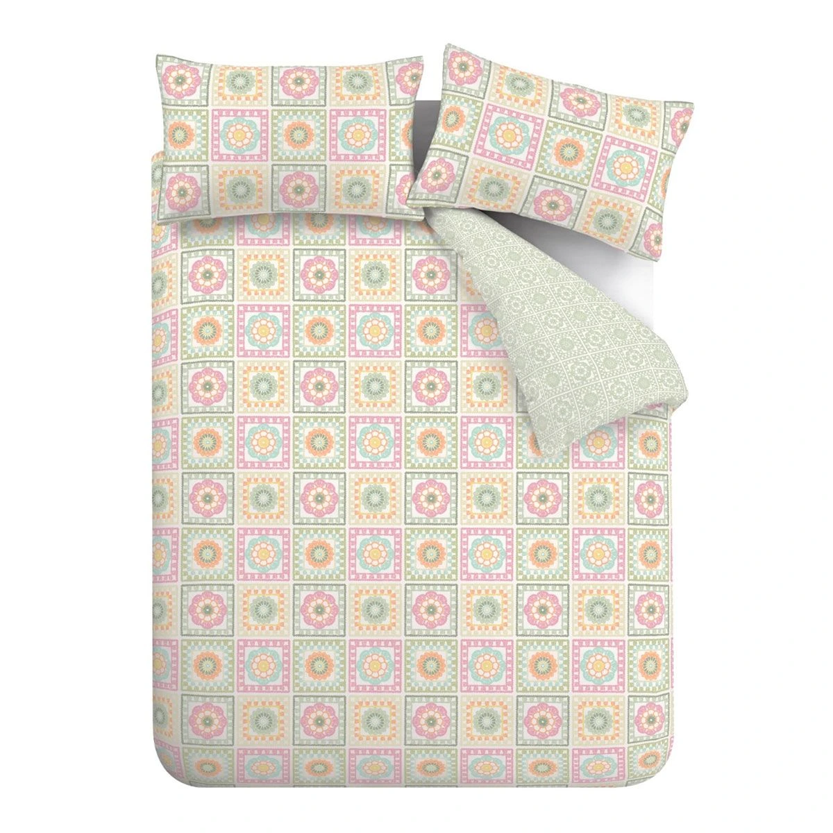 Crochet Print Green Duvet Set by Catherine Lansfield