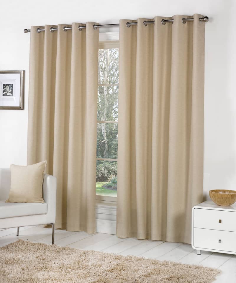 Sorbonne Natural Fully Lined Ready Made Eyelet Curtains