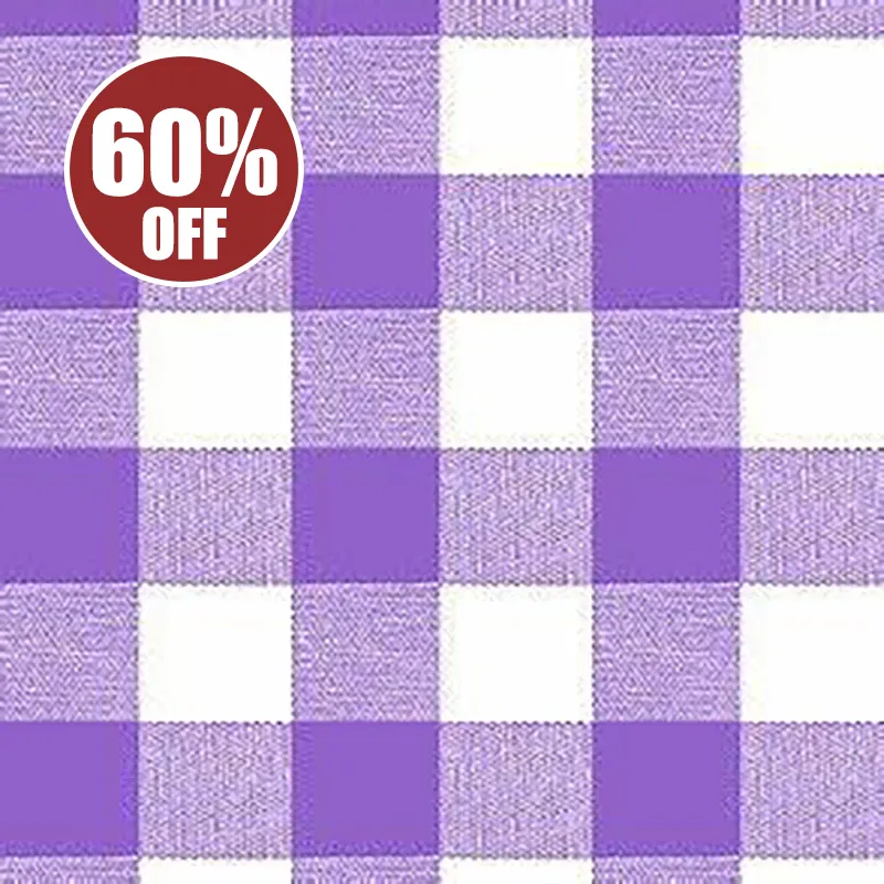 Gingham White & Purple Large Check Cotton Fabric