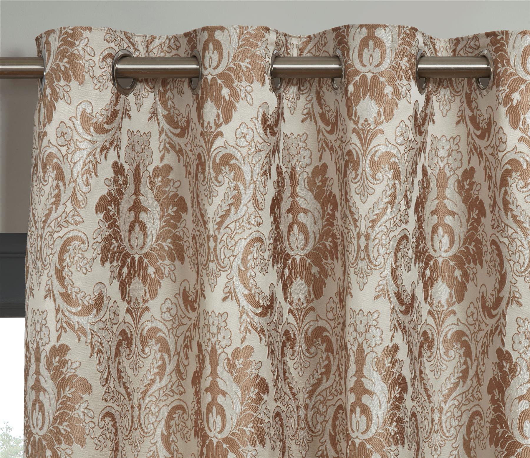 Tegola Latte Fully Lined Ready Made Pencil Pleat Curtains