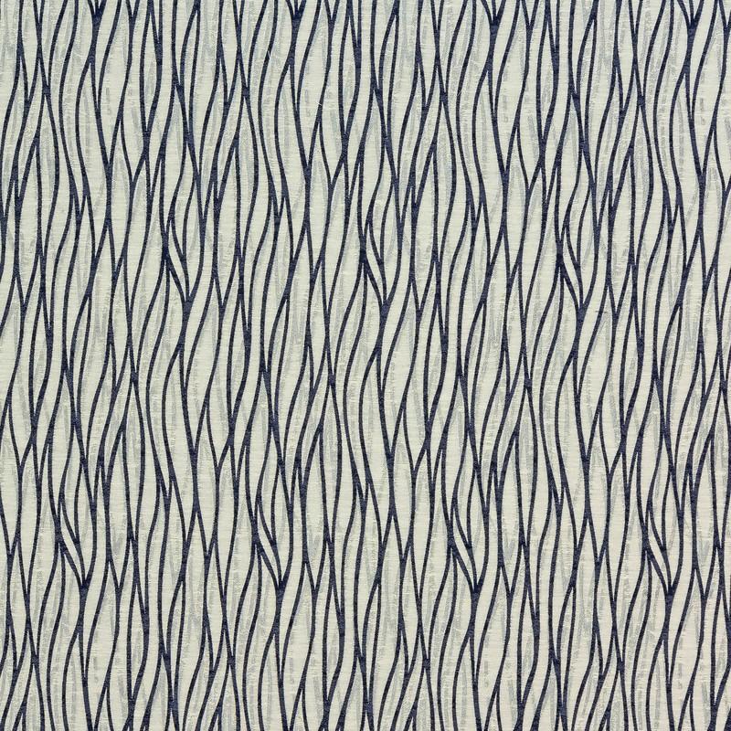 Linear Indigo Curtain Fabric