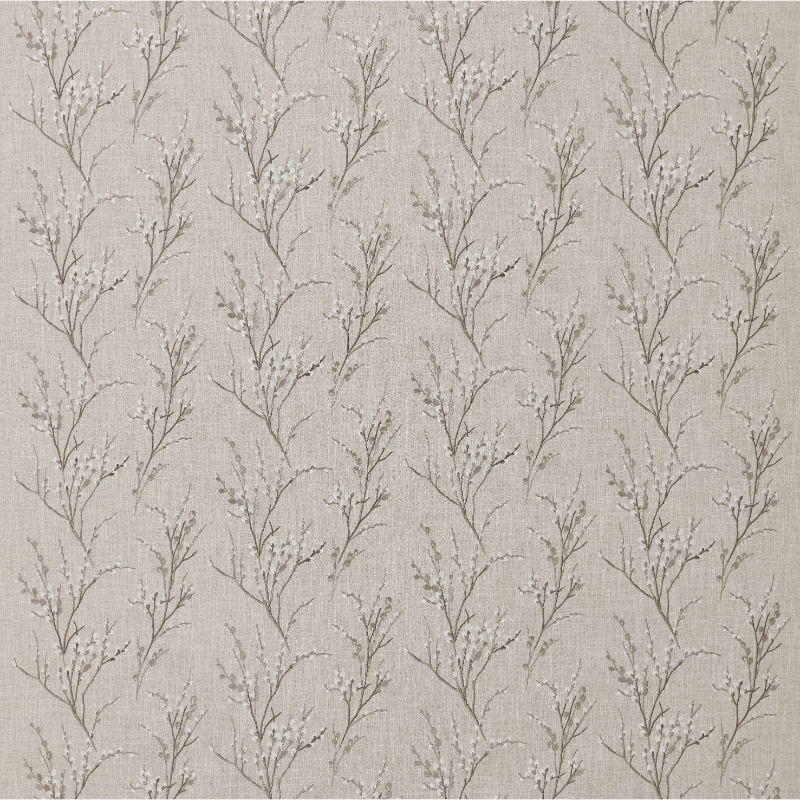 Laura Ashley Pussywillow Embroidered Steel Curtain Fabric