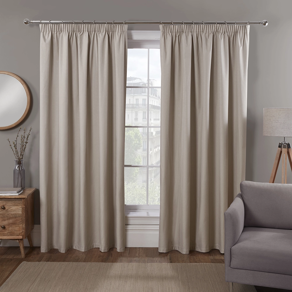 Sunset Stone Ready Made Pencil Pleat Blackout Curtains
