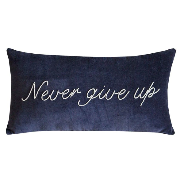 Never Give Up Navy Filled Cushion by Amanda Holden