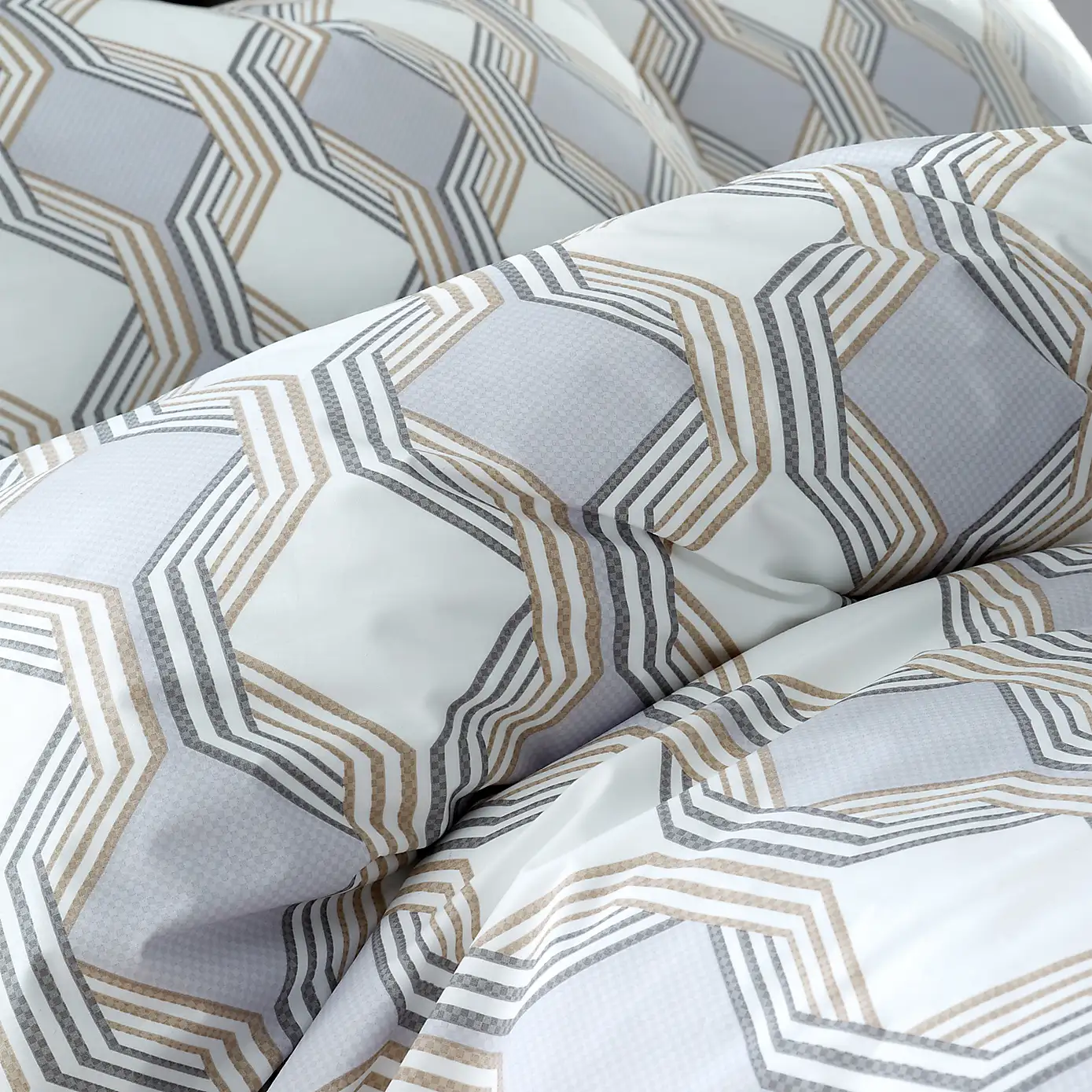 Bianca Atticus Geometric Grey Duvet Cover and Pillowcase Set