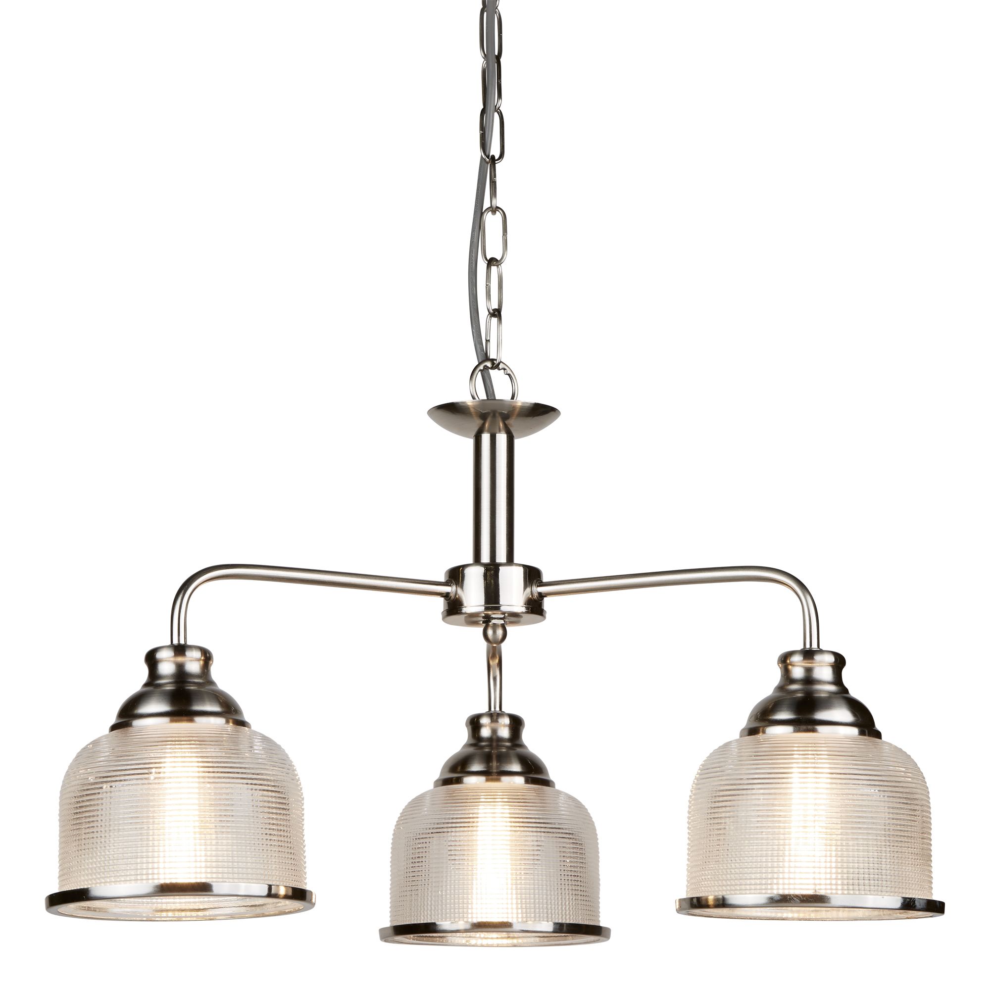 Bistro II 3 Light Ceiling Fitting with Halophane Glass