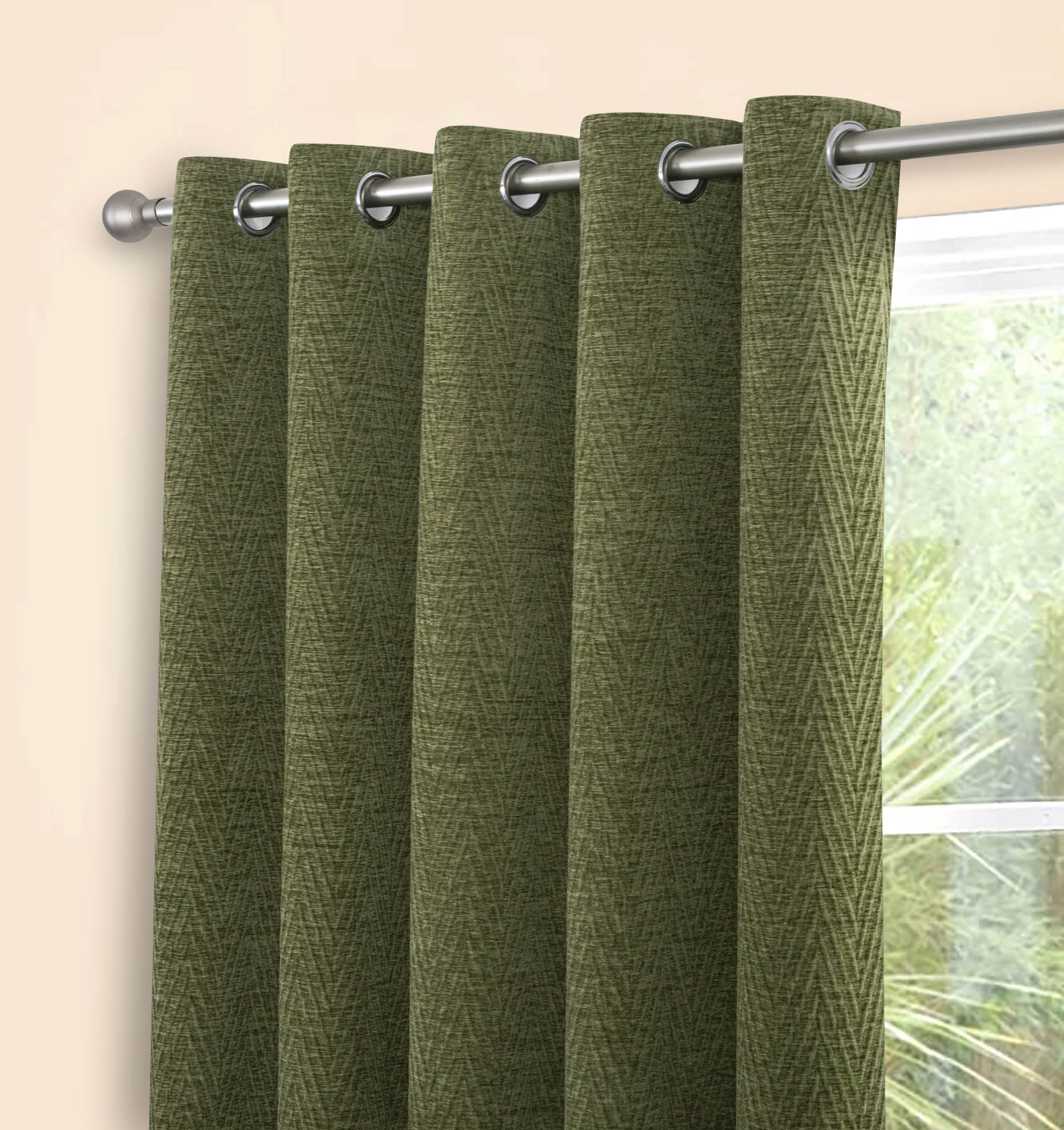Langley Olive Readymade Curtains 