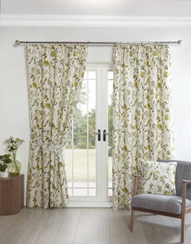 Grove Fennel Ready Made Pencil Pleat Curtains