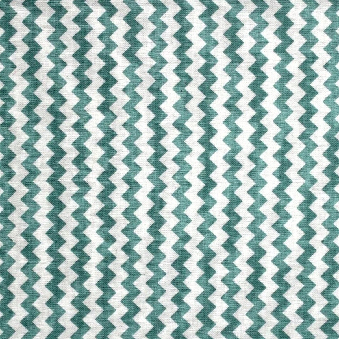 Chevron White & Green Stripes Cotton Fabric