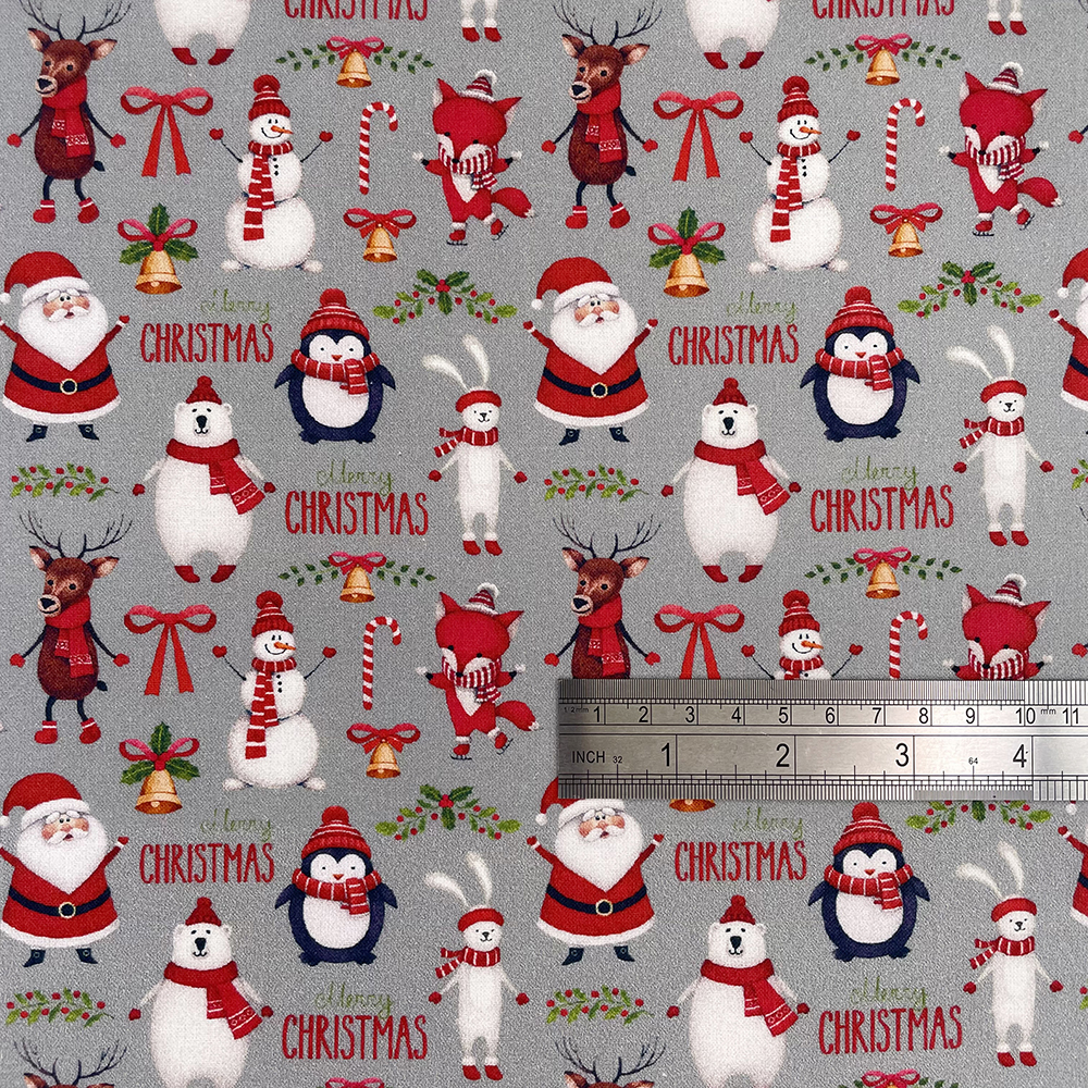 Merry Christmas Silver 100% Quilting Cotton Fabric