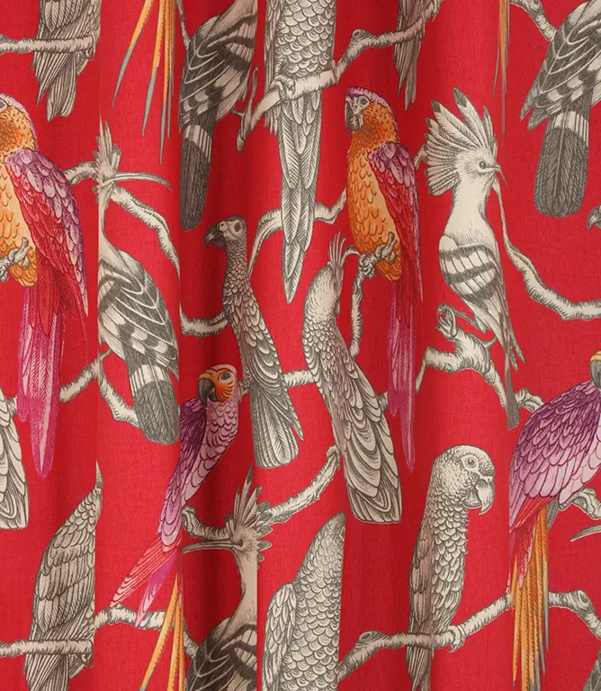 Aviary Pomegranate Curtain Fabric