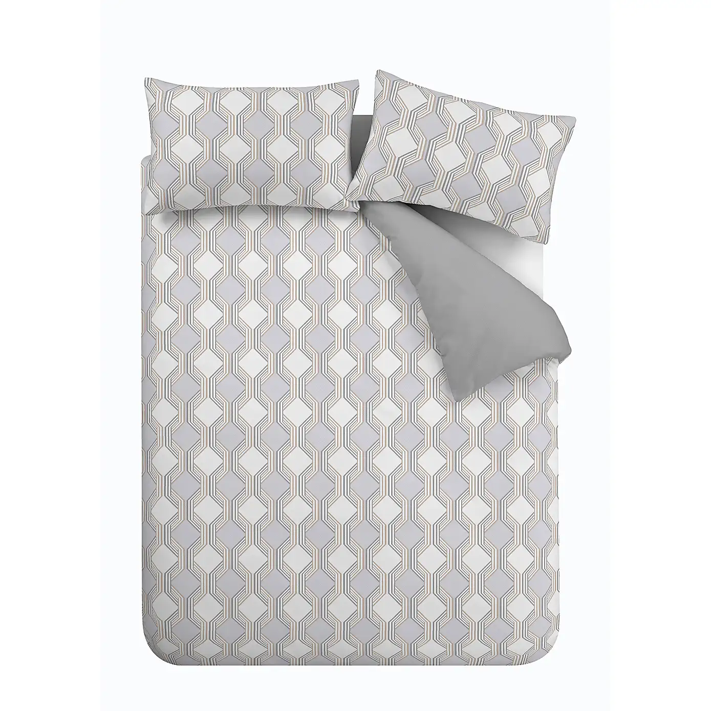 Bianca Atticus Geometric Grey Duvet Cover and Pillowcase Set