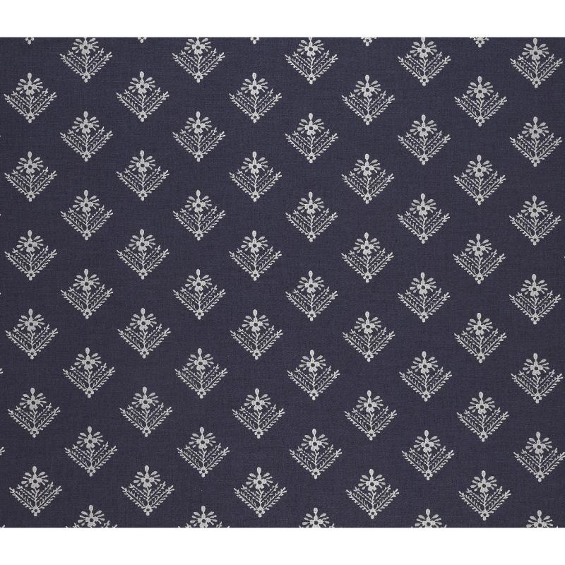 Laura Ashley Ladyfern Embroidery French Navy Curtain Fabric