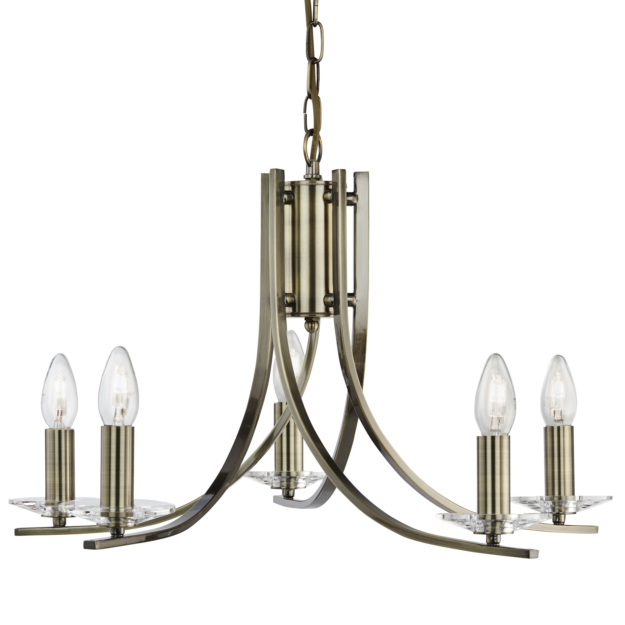Ascona 5 Light Ceiling Fitting with Clear Glass Sconces