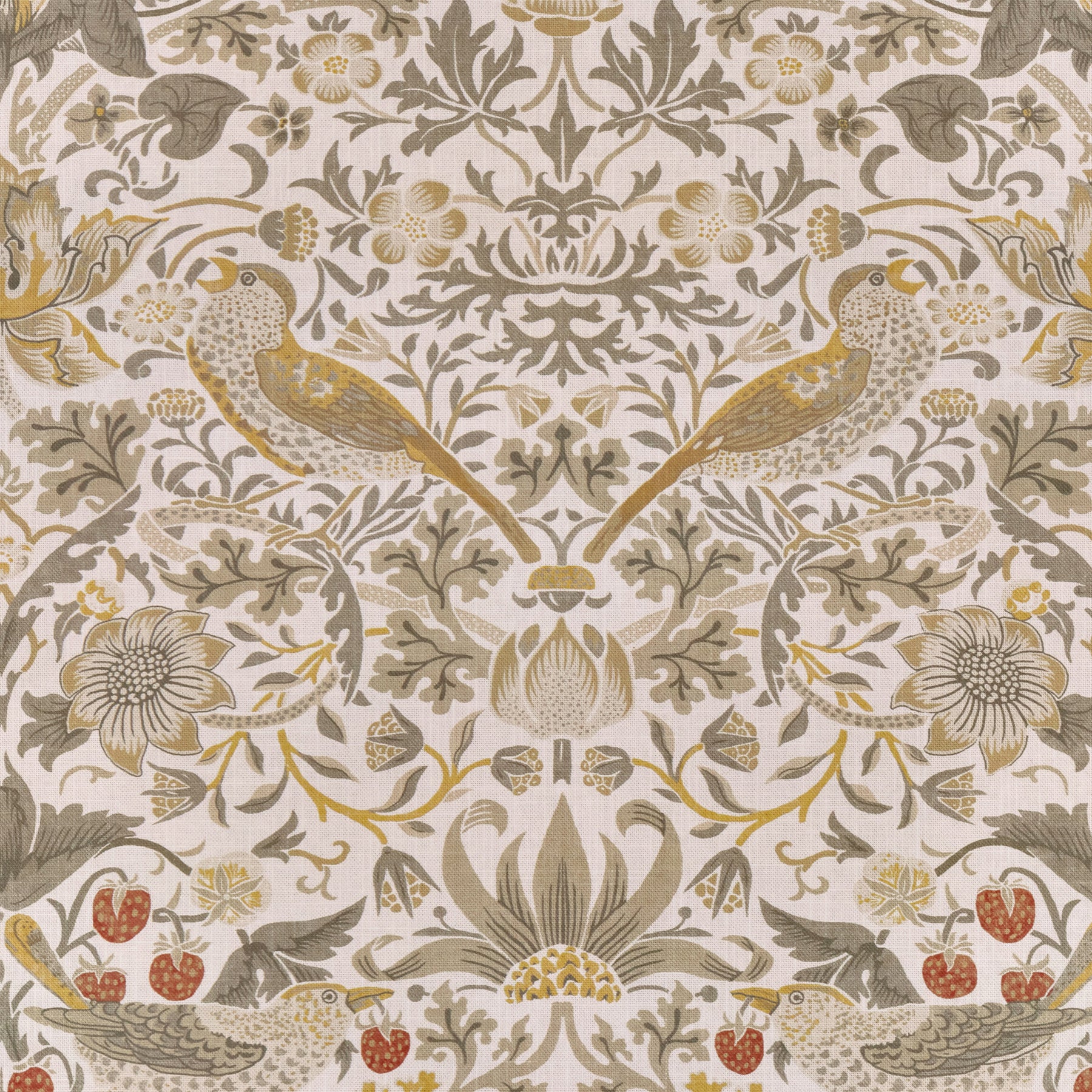 Strawberry Thief Ochre by William Morris – Timeless Cotton Curtain Fabric